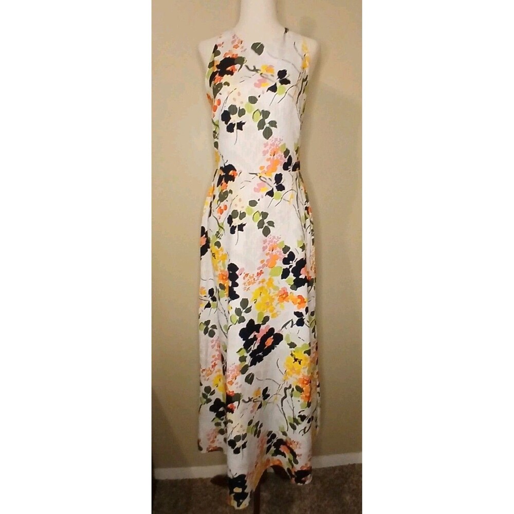 Banana Republic Sz 4 Floral Maxi Dress Sleeveless Pink Green Yellow EUC - Picture 2 of 12